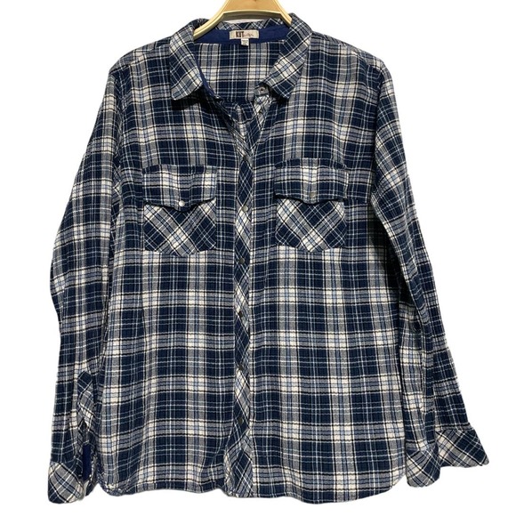 Kut From The Kloth XXL Blue Plaid Shirt – Casual, Cozy, Everyday Style - Picture 6 of 7